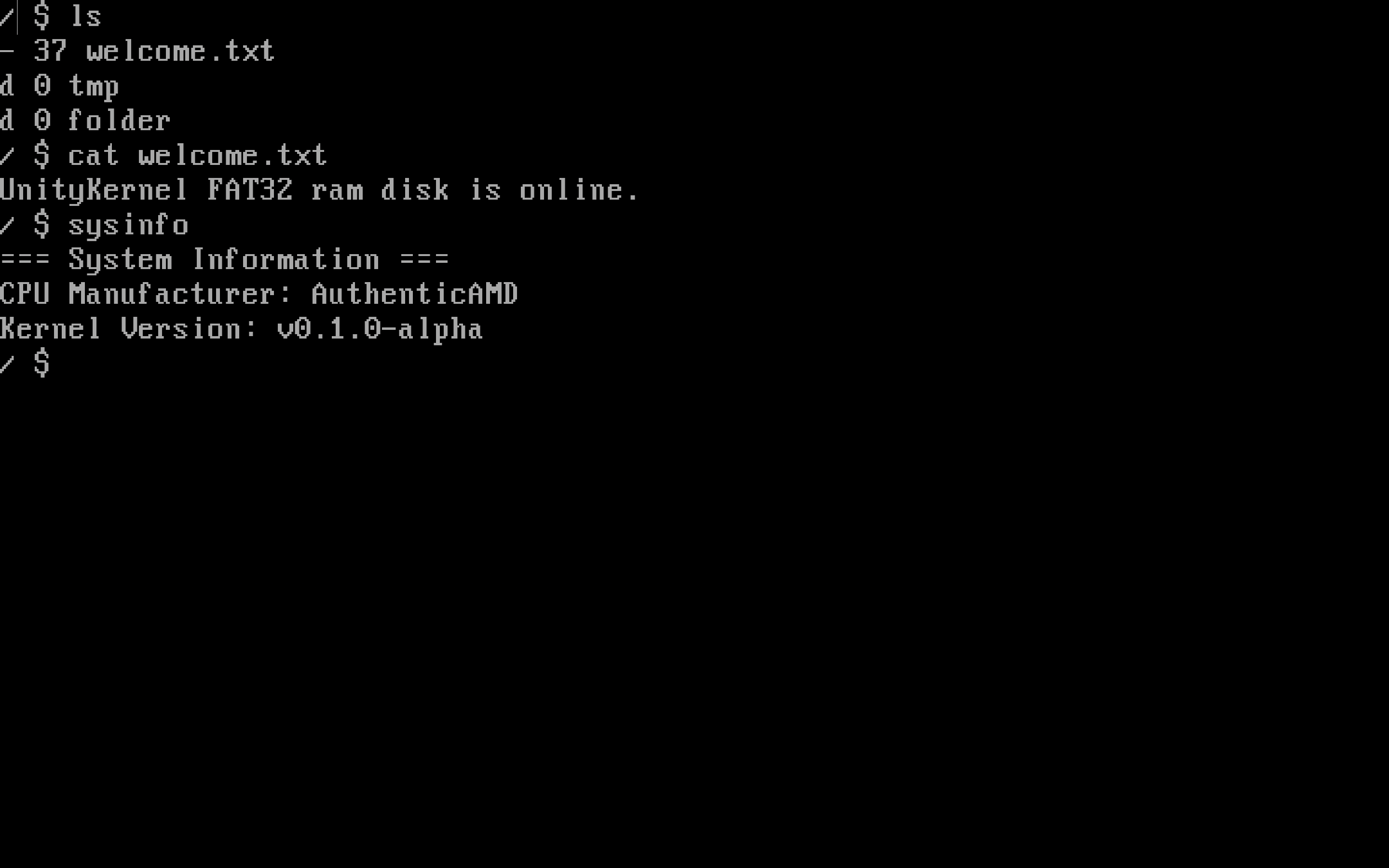 UnityKernel startup screen