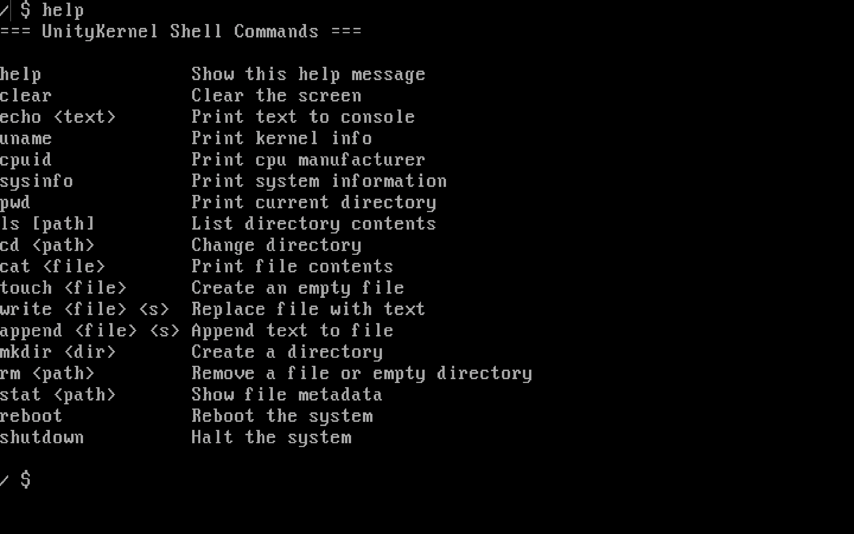 UnityKernel shell