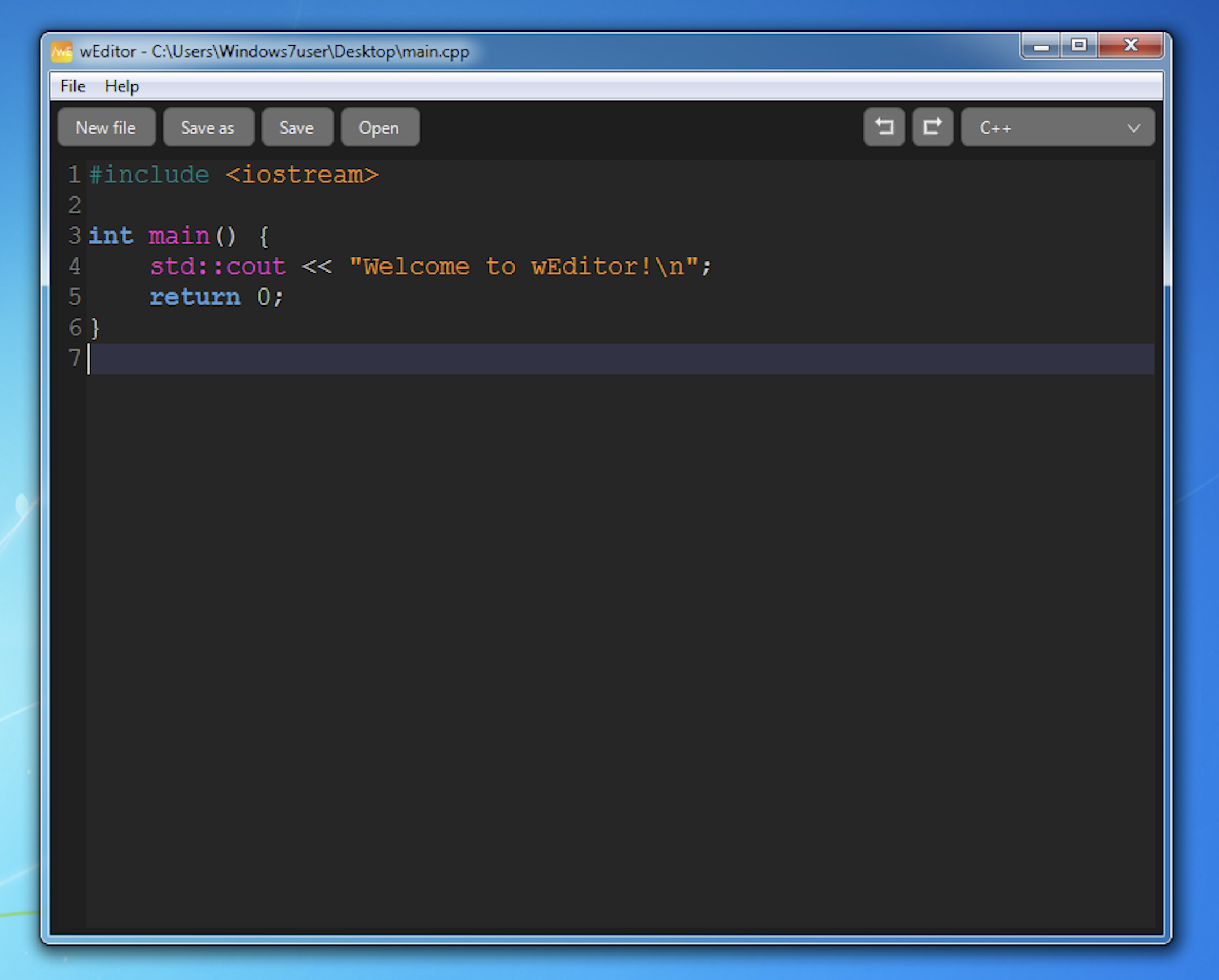 wEditor on Windows 7
